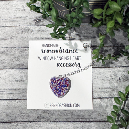 Remembrance Window Hanging Ornament using Flower Petals | Memorial Accessories | Remembrance Ornament | FENNO FASHION | Megan Fenno  | Memorial Jewelry Cincinnati 