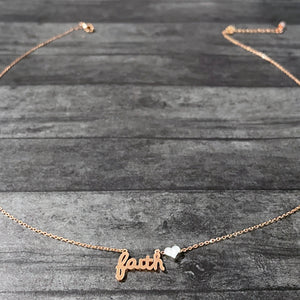 Rose Gold Faith Necklace | Dainty Faith Necklace | FENNO FASHION
