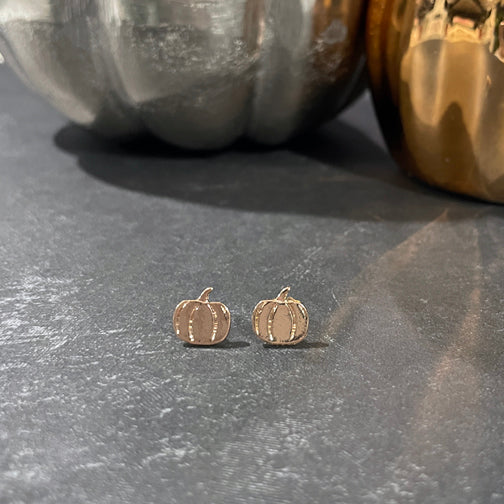 Rose Gold Pumpkin Stud Earrings | Pumpkin Earrings | Pumpkin Studs | FENNO FASHION