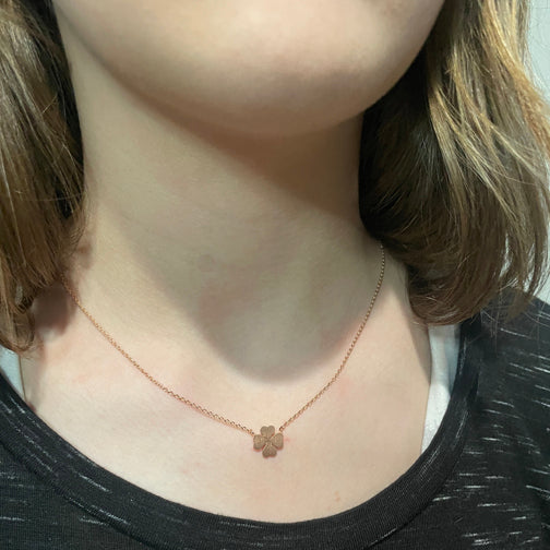 Rose Gold Shamrock Necklace | 4 Left Clover Necklace | FENNO FASHION