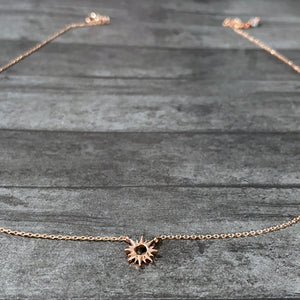 Rose Gold Dainty Necklace | Rose Gold Sunburst Necklace | FENNO FASHION