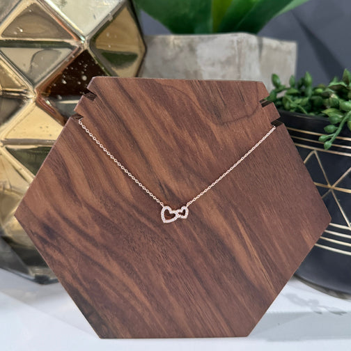 Rose Gold Dainty Crystal Heart Necklace | Heart Necklace | FENNO FASHION