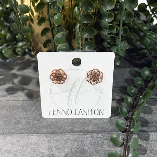 Rose Gold Geometric Stud Earrings | FENNO FASHION