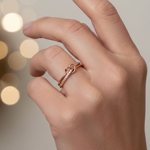 Rose Gold Love Knot Ring | Adjustable Dainty Ring | FENNO FASHION | Cincinnati Jewelry Designer