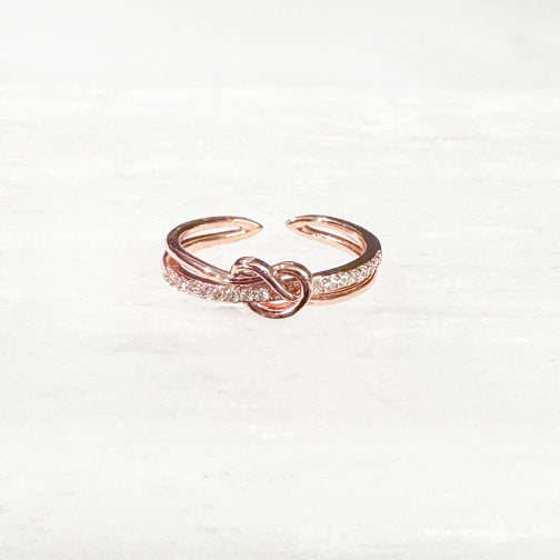 Rose Gold Love Knot Ring | Adjustable Gold  Ring | FENNO FASHION