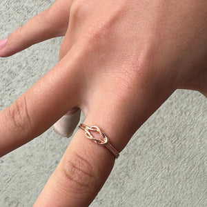 Rose Gold Love Knot Ring | Rose Gold  Textured Metal Adjustable Ring | Layered Adjustable Ring | FENNO FASHION