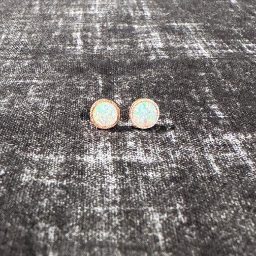 Rose Gold Opal Stud Earrings | Small Opal Earrings | Opal Jewelry | FENNO FASHION