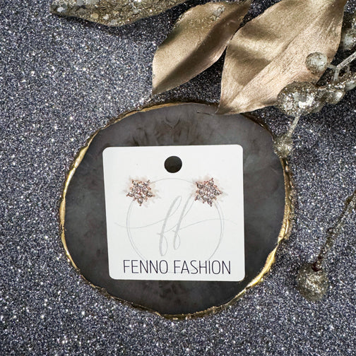 Rose Gold Snowflake Stud Earrings  | FENNO FASHION | Christmas Jewelry | Christmas Earrings 