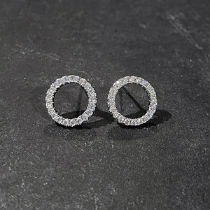 Silver Circle Studs | Crystal  Stud Earrings | Circle Earrings | FENNO FASHION