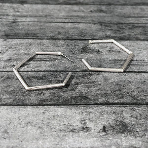 Silver Geometric Hoop Earrings | Silver Hexagon Hoops | Megan Fenno | FENNO FASHION