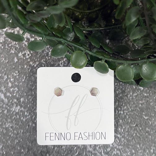 Tiny Hexagon Stud Earrings | Gold Hexagon Stud Earrings | FENNO FASHION