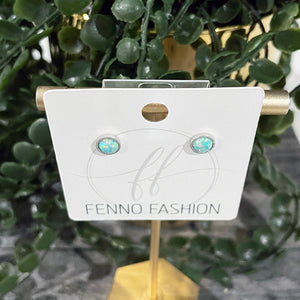 Peruvian Opal Silver Circle Stud Earrings | Opal Stud Earrings | FENNO FASHION | Megan Fenno