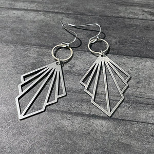 Silver Art Deco Earrings | Geometric Silver Earrings | Geometric Silver Jewelry | FENNO FASHION