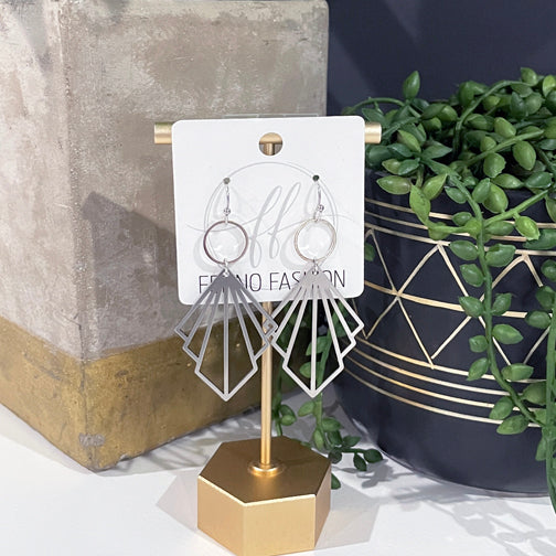 Silver Art Deco Earrings | Silver Geometric Earrings | Geometric Silver Jewelry | FENNO FASHION