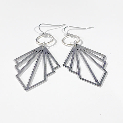Silver Art Deco Earrings | Silver Geometric Earrings | Geometric Silver Jewelry | FENNO FASHION