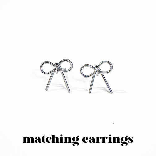 Tiny Tied Dainty Silver Bow Necklace