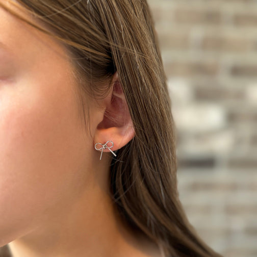 Silver  Bow Studs | Bow Stud Earrings | FENNO FASHION