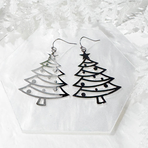 Silver Christmas Tree Earrings | Christmas Earrings | Christmas Tree Silver Earrings | FENNO FASHION