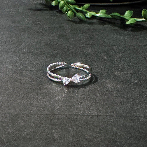 Silver Crystal Bow Adjustable Ring | Adjustable Ring | FENNO FASHION