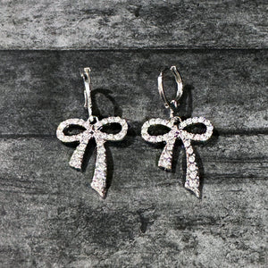 Silver Crystal Bow Earrings | Bow Earrings | Elegant Earrings | FENNO FASHION