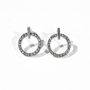 Silver Crystal Earrings | Bar Post Earrings | Geometric Earrings | FENNO FASHION