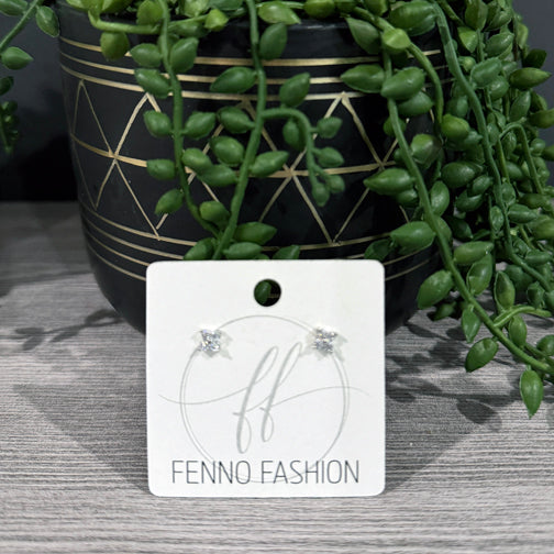 Silver Crystal Small Stud Earrings | Tiny Crystal Stud Earrings | Dainty Crystal Stud Earrings | FENNO FASHION