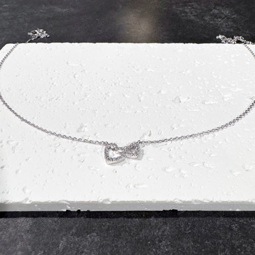 Silver Dainty Crystal Heart Necklace | Heart Necklace | FENNO FASHION