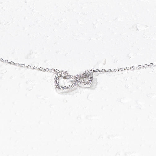 Silver Dainty Crystal Heart Necklace | Heart Necklace | FENNO FASHION