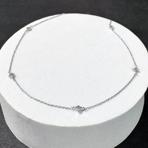 Silver Dainty Crystal Layering Necklace | FENNO FASHION | Cincinnati Jewelry Designer 