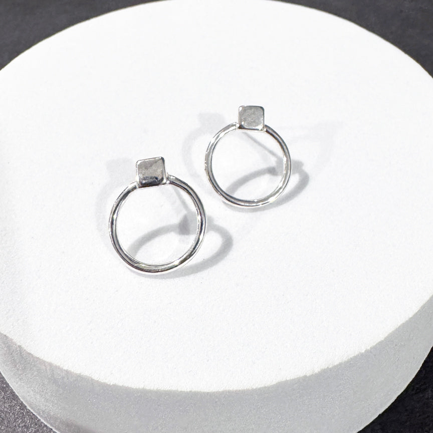 Silver Geometric Stud Earrings | Circle Studs | FENNO FASHION | Cincinnati Jewelry Designer 