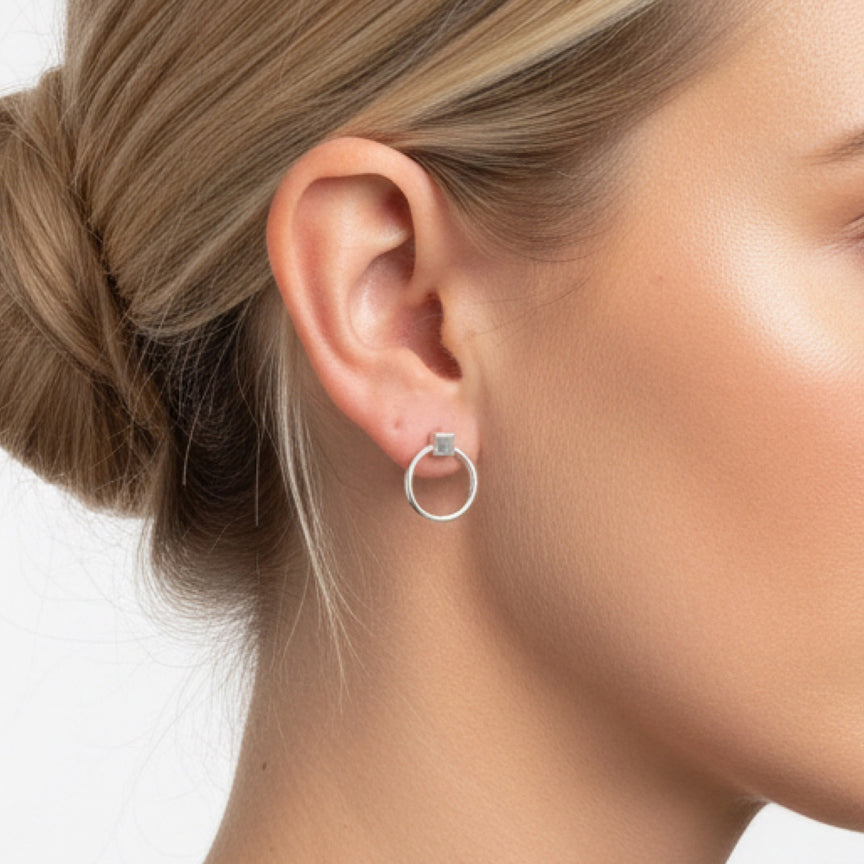 Silver Geometric Stud Earrings | Circle Studs | FENNO FASHION | Cincinnati Jewelry Designer 