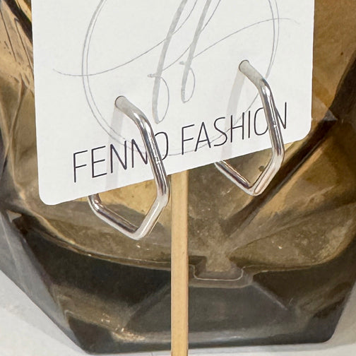 Silver Hexagon Hoop Earrings | Geometric Earrings | Geometric Hoops | Minimalist Earrings | FENNO FASHION 