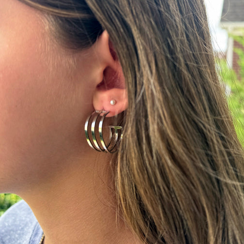 Silver Hoop Earrings | Geometric Hoops | Unique Silver Hoops Earrings | FENNO FASHION