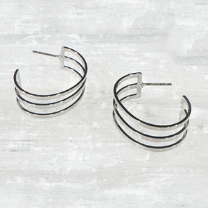 Silver Hoop Earrings | Geometric Hoops | Unique Silver Hoops Earrings | FENNO FASHION