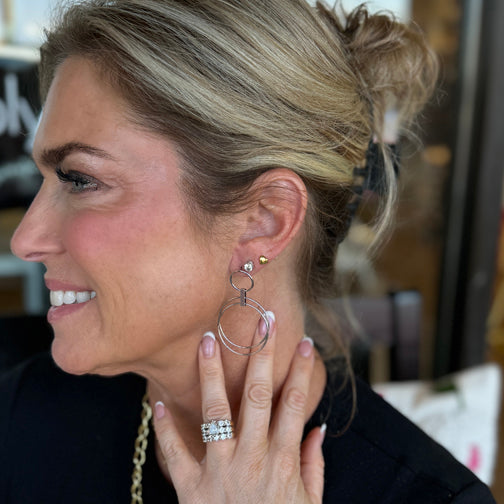 Silver Hoop Earrings | Hoop Post Earrings | Geometric Earrings | FENNO FASHION