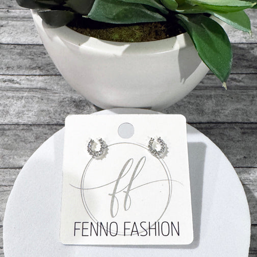 Silver Horseshoe Earrings | Horseshoe Stud Earrings | Crystal Horseshoe Studs | FENNO FASHION | Cincinnati Jewelry Designer 