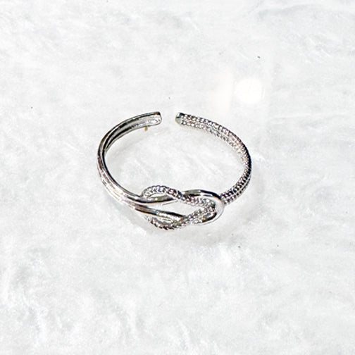 Silver Love Knot Ring | Silver Textured Metal Adjustable Ring | Layered Adjustable Ring | FENNO FASHION