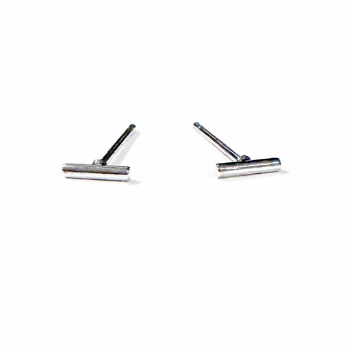 Silver Minimalist Earrings | Small Bar Stud Earrings | Bar Studs | FENNO FASHION