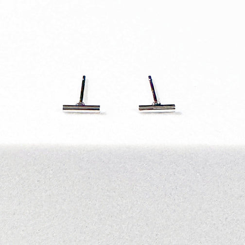 Silver Minimalist Earrings | Small Bar Stud Earrings | Bar Studs | FENNO FASHION