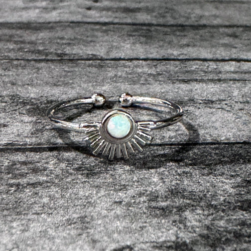 Silver Opal Adjustable Ring | Dainty Opal Ring | FENNO FASHION 4