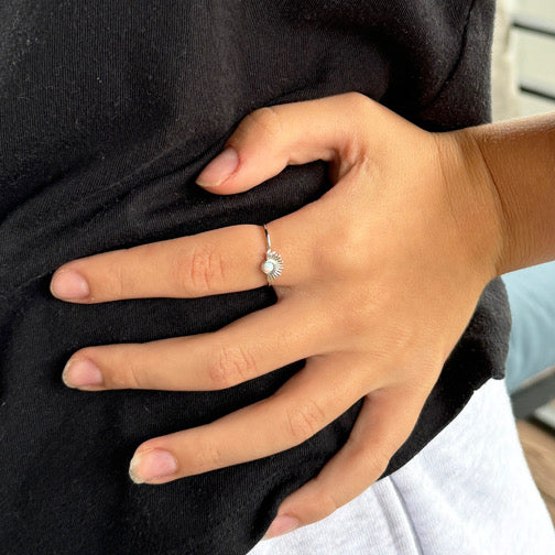 Silver Opal Adjustable Ring | Dainty Opal Ring | FENNO FASHION