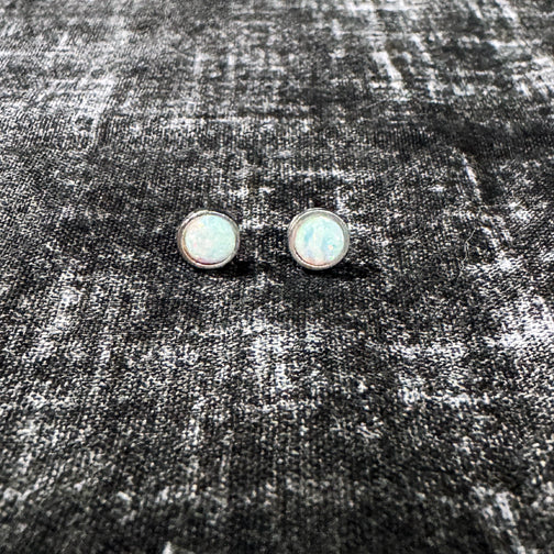 Silver Opal Stud Earrings | Small Opal Earrings | Opal Jewelry | FENNO FASHION