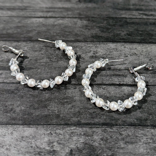 Silver Pearl Hoop Earrings | Pearl Earrings | Pearl Hoops | FENNO FASHION