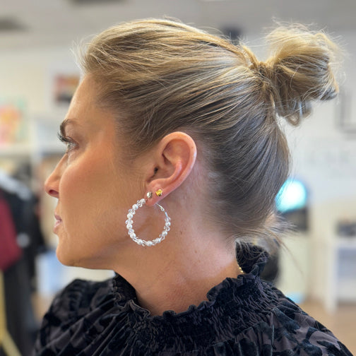 Silver Pearl Hoop Earrings | Pearl Earrings | Pearl Hoops | FENNO FASHION