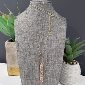 Silver & Rose Gold Crystal Rectangle Gold Pendant Necklace | Megan Fenno | FENNO FASHION