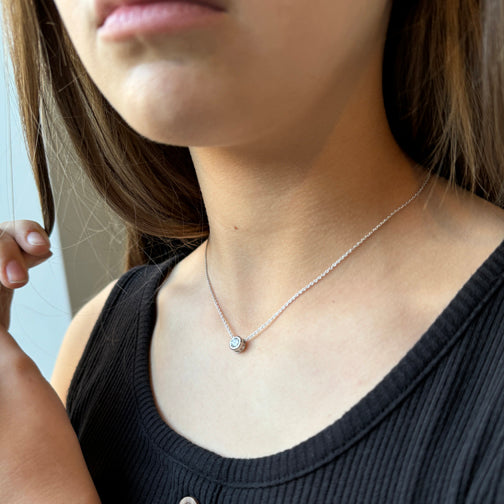 Silver Solitaire Crystal Necklace | Dainty Crystal Necklace | Everyday Wear Necklace | FENNO FASHION