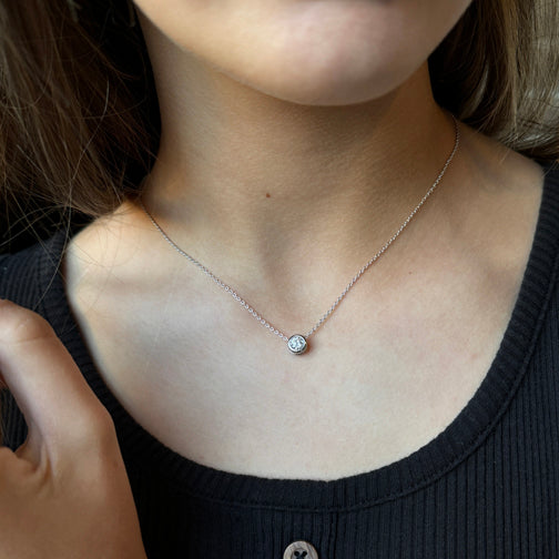 Silver Solitaire Crystal Necklace | Dainty Crystal Necklace | Everyday Wear Necklace | FENNO FASHION