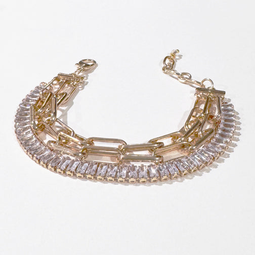 Silver Statement Bracelet | Paperclip Chain Bracelet | Layered Bracelet | Crystal Bracelet | FENNO FASHION