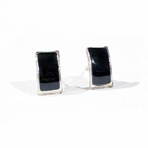 Silver and Black Stud Earrings | Minimalist Earrings | Black Earrings | FENNO FASHION