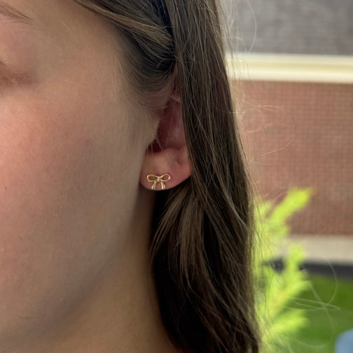 Small Bow Stud Earrings | Bow Earrings | Ribbon Studs | Gold Bow Studs | FENNO FASHION